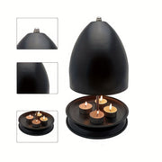Black Portable Indoor-Outdoor Iron Heater for Tea Light Candle Heating Kit
