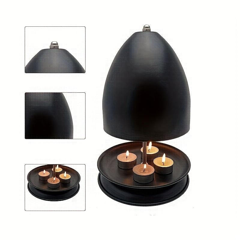 Black Portable Indoor-Outdoor Iron Heater for Tea Light Candle Heating Kit