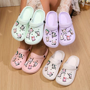 Women's Summer EVA Clogs with Cartoon Cow and Windmill Charms Sandals