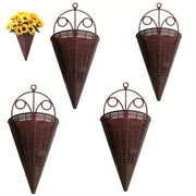 Set of 2/4 Woven Rattan Wall Flower Baskets with Triangle Wall Art Indoor Decor