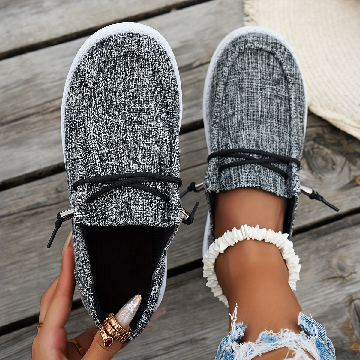 Women's Lace-Up Loafers Flat Casual Slip-On Walking Shoes