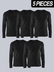 Набор из 5 больших мужских футболок с длинным рукавом для спортивной повседневной носки, большие и высокие размеры