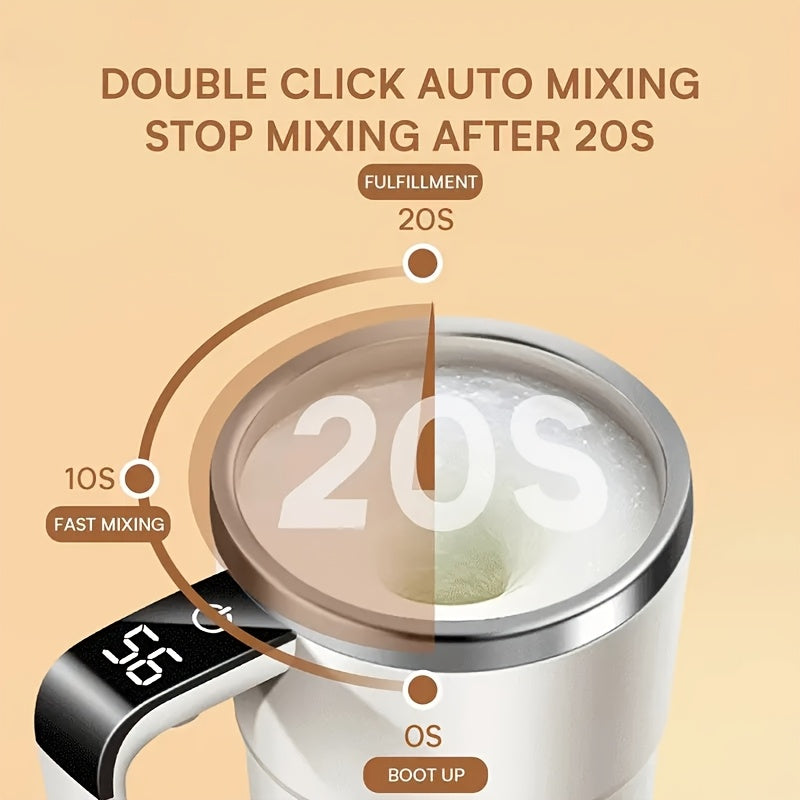 Auto Stirring Coffee Mug with Digital Temp Display USB Rechargeable Magnetic Mixer