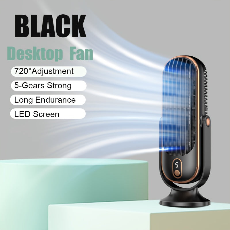Rechargeable Personal Air Tower Fan with LED Display, 5 Speeds, 720° Oscillation