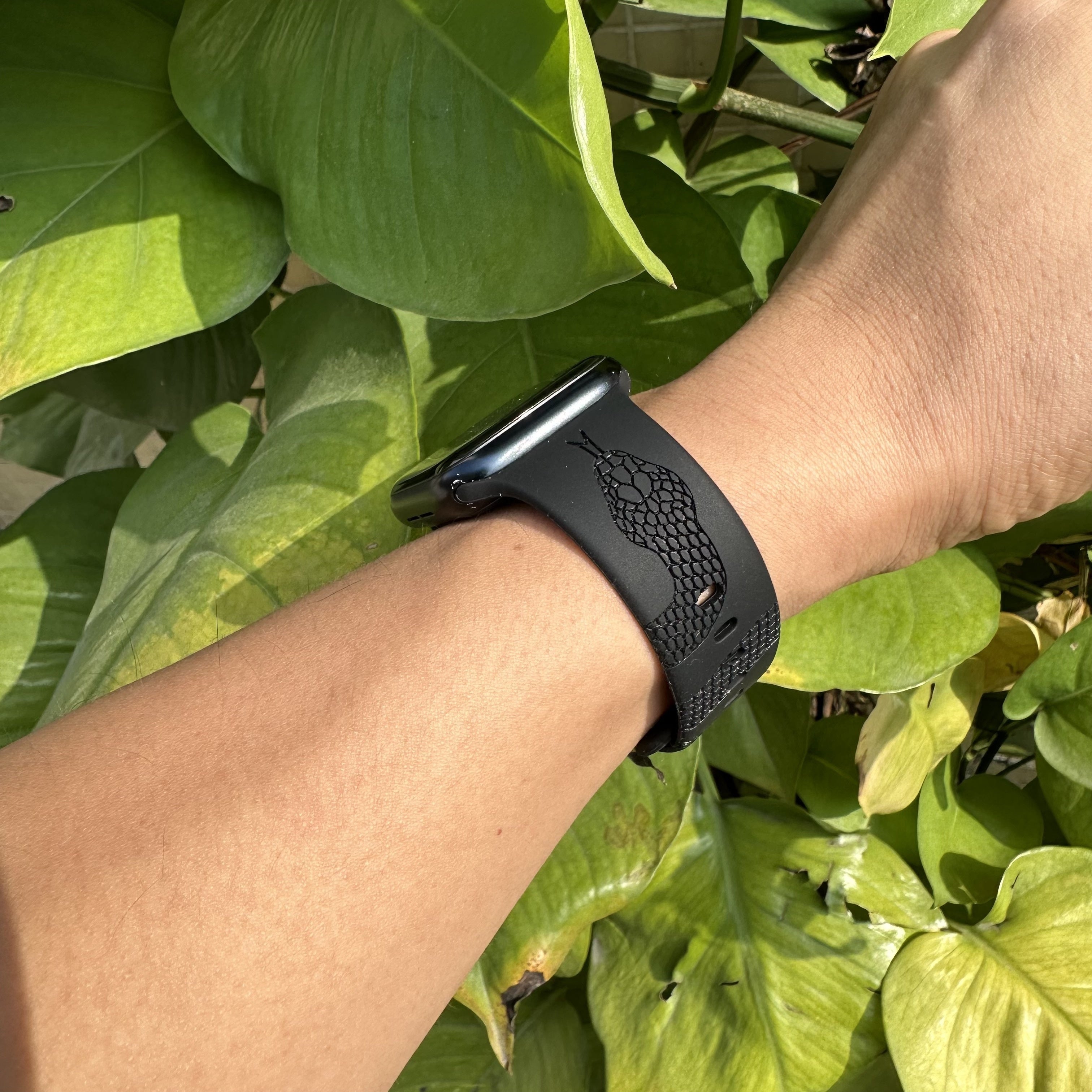 Engraved Snake Silicone Watch Band for Apple Watch All Series Durable Comfortable Strap