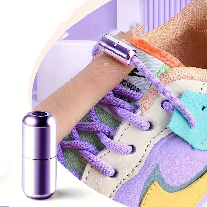 Teenagers Elastic Colorful Shoe Laces with Buckles and No Tie Needed (2 Pairs)