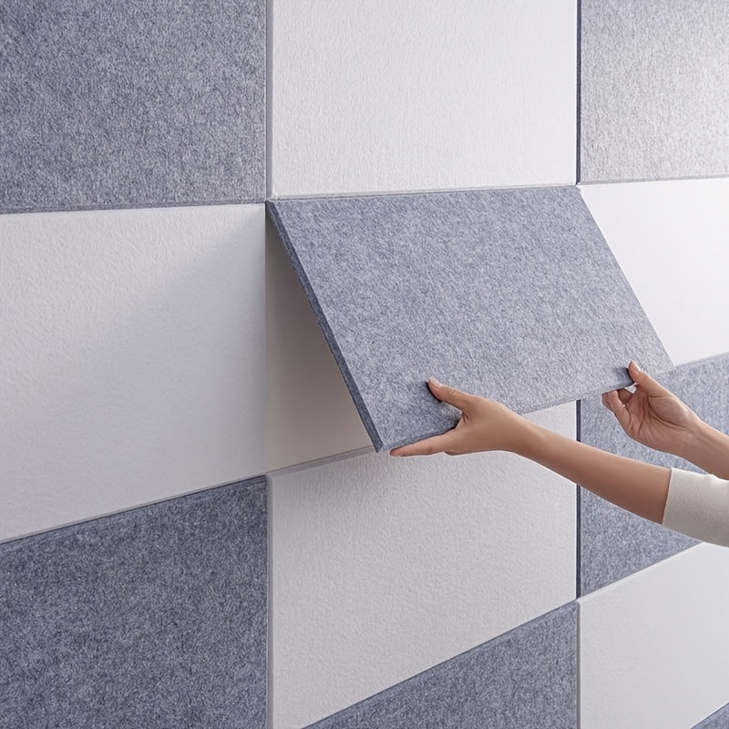 6-Pack White Polyester Acoustic Foam Wall Panels 30.48x60.96cm Self-Adhesive Soundproofing