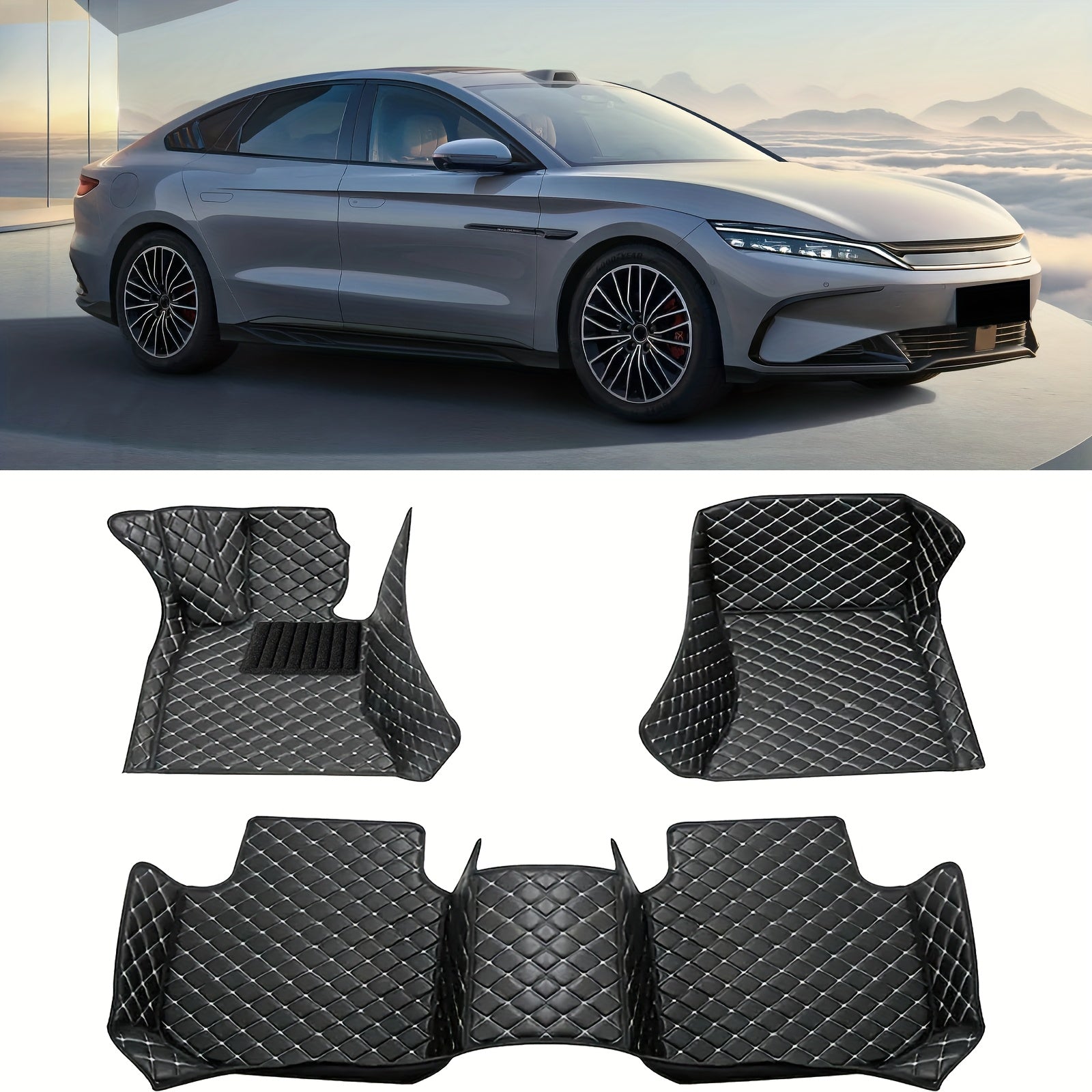 Luxury Faux Leather Car Mat Set for Left-Hand Drive Vehicles Universal Durable Easy to Clean