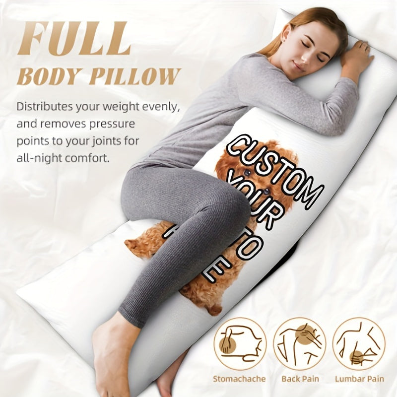 Cojín de cuerpo de felpa personalizado con diseño de foto de doble cara, suave y acogedor, 50.8x137.2 cm