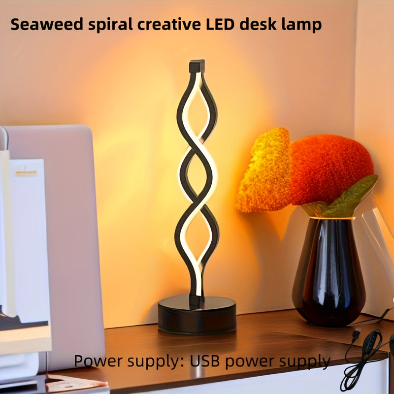Spiral Table Lamp with Warm Seaweed Design for Bedroom Living Room Bar