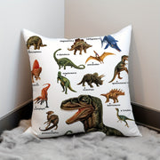 45x45cm Dinosaur Educational Illustration Pillowcase Made from Peach Skin Velvet for Sofa Bed Car Decor