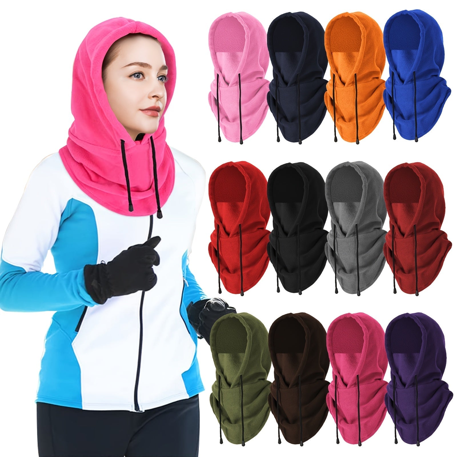 Women's Winter Knit Balaclava Hood with Windproof and Warm Neck Gaiter for Skiing and Cycling
