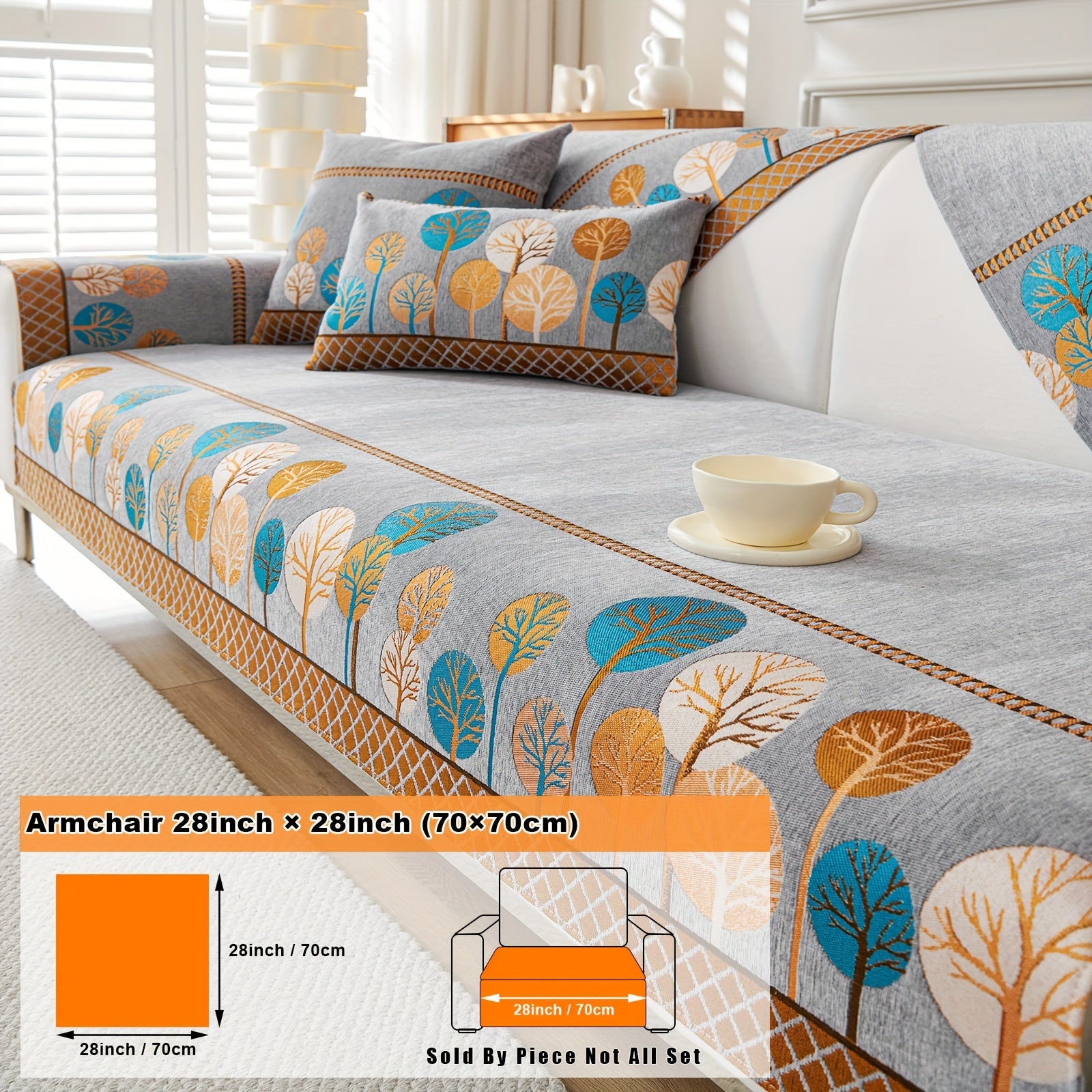 Bohemian Moonlit Trees Sofa Cover for Single to Quadruple Seaters Pet-Friendly Machine Washable Viscose