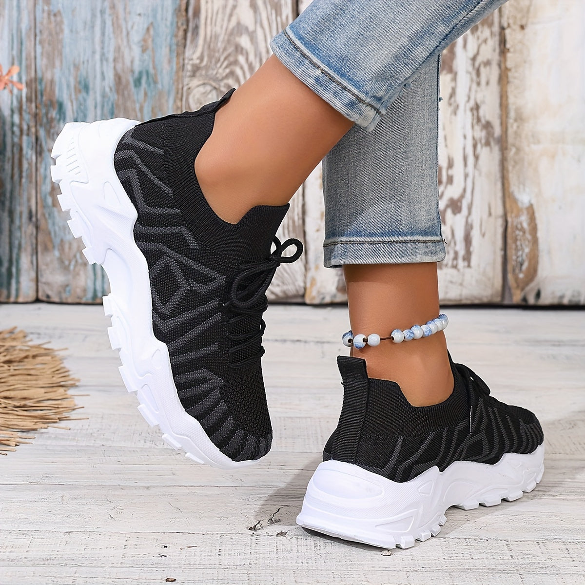 Women's Mesh Floral Running Shoes Breathable Lightweight Sneakers for Summer Casual