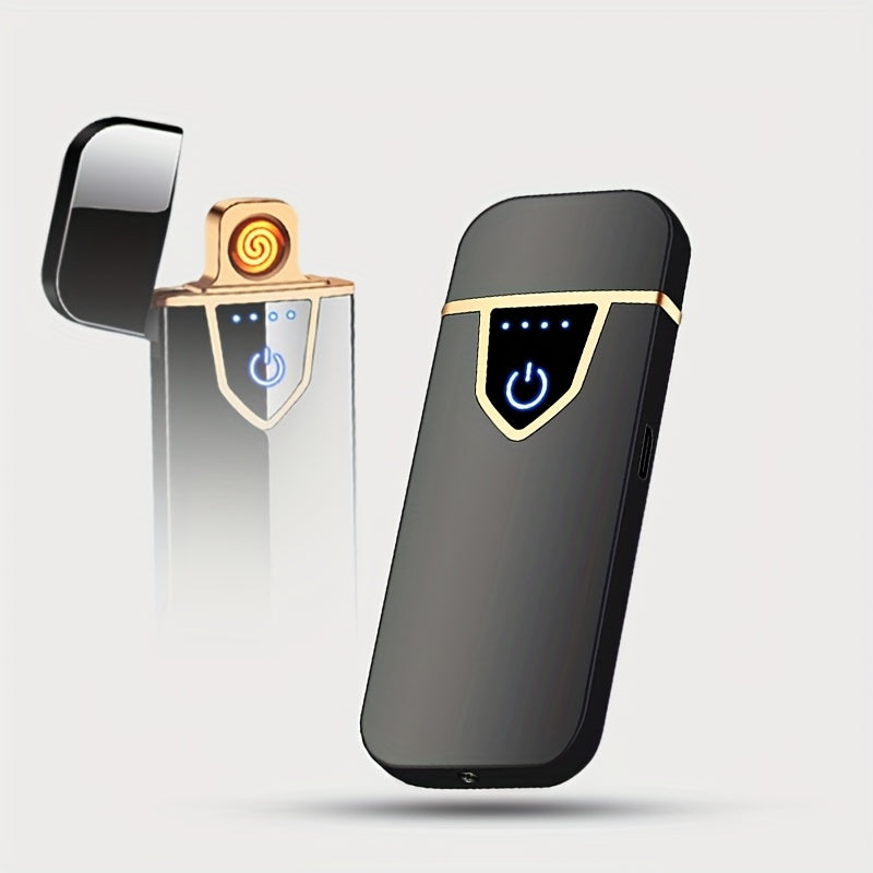 Men's Plasma Lighter Fingerprint Sensor Rechargeable Touch Flameless Blue