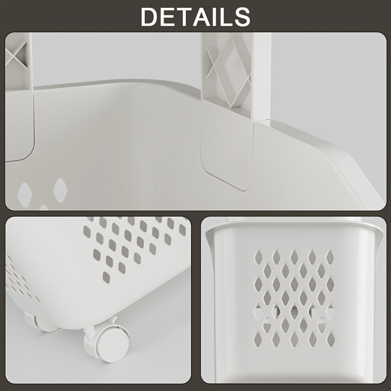 Multi-Functional 3-Tier Laundry Hamper on Wheels for Bathroom Bedroom Balcony
