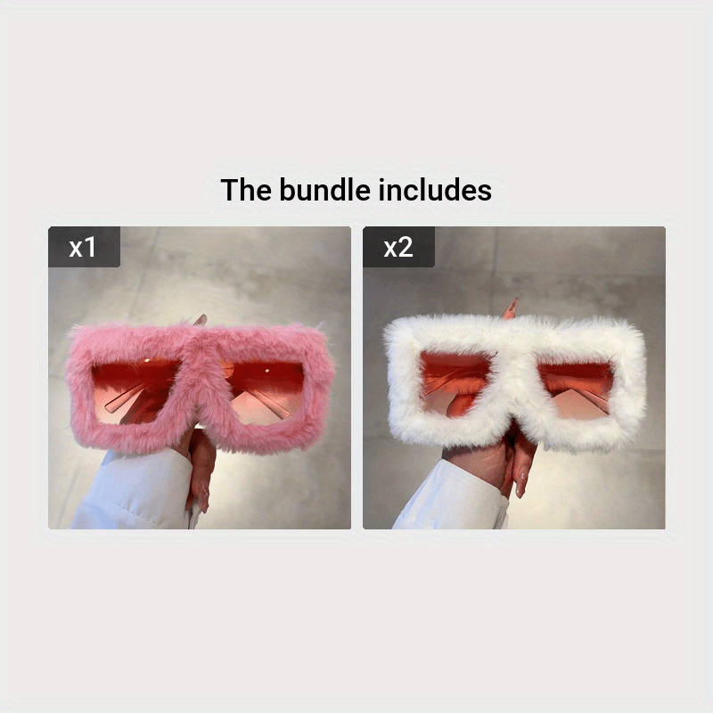 Unisex Fuzzy Plush Gradient Y2K Oversized Glasses for Beach and Party