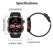 Outdoor Waterproof Smartwatch with Wireless Call Fitness Tracking and LED Flashlight