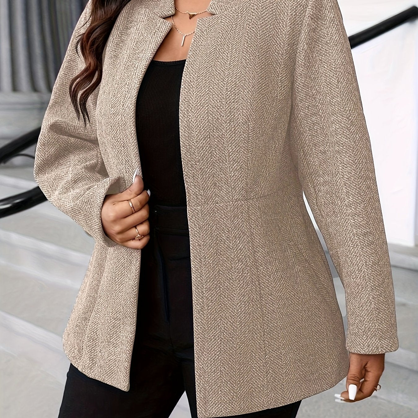Plus Size Women's Long Sleeve Cardigan Casual Minimalist Jacket