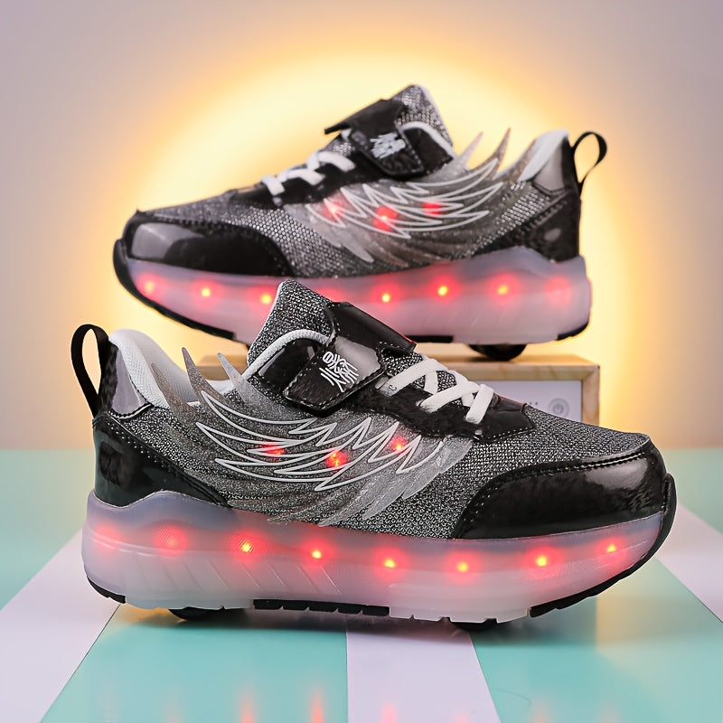 Kids LED Light-Up Roller Skates for Boys and Girls USB Rechargeable Breathable Durable Indoor Outdoor All-Season