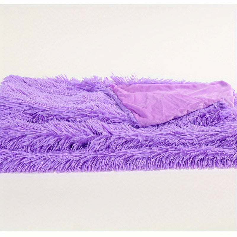 Rainbow Double Layer Plush Blanket for Home Decor and Cozy Bed or Sofa Use