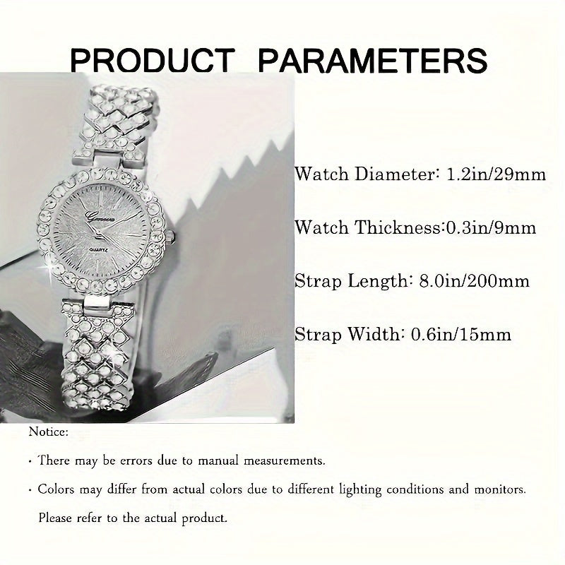 Women's Rhinestone Quartz Watch Set 6 Pieces Stylish Analog Watches with Japanese Movement