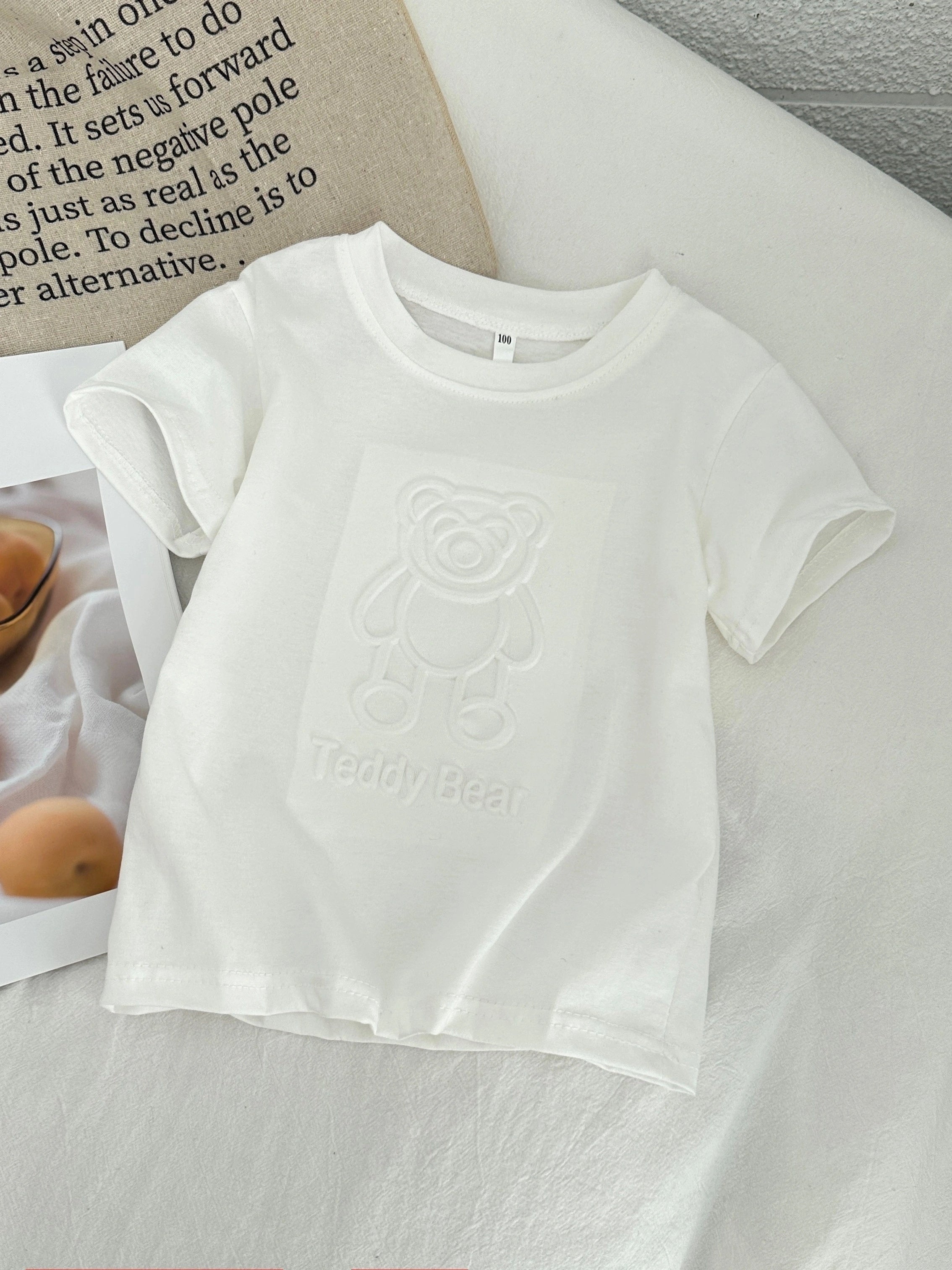 Conjunto de tres camisetas de manga corta con estampado de oso para niños y niños para el verano