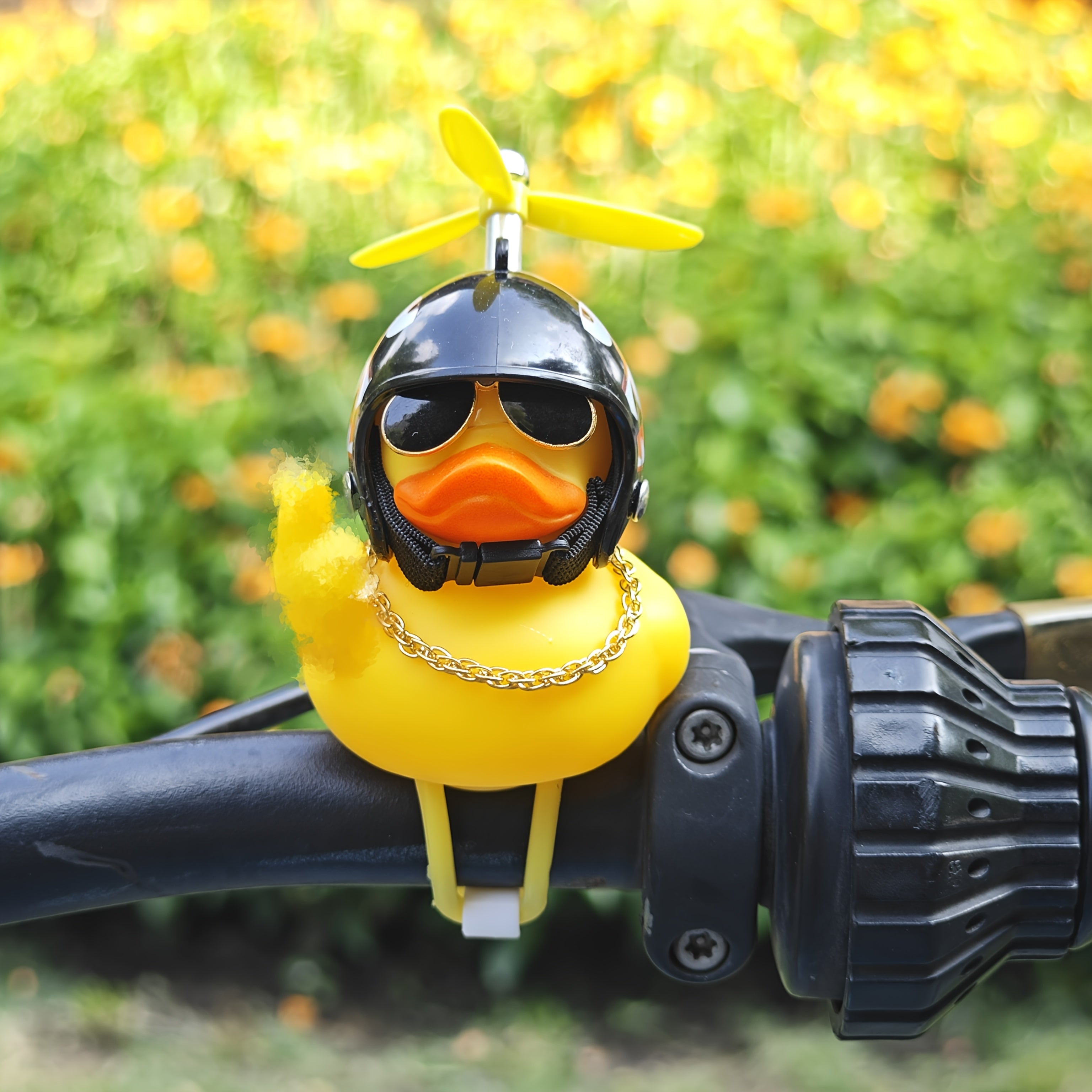 Motorcycle Decor Duck with Shark Helmet Propeller PVC Elastic Strap for Bikes