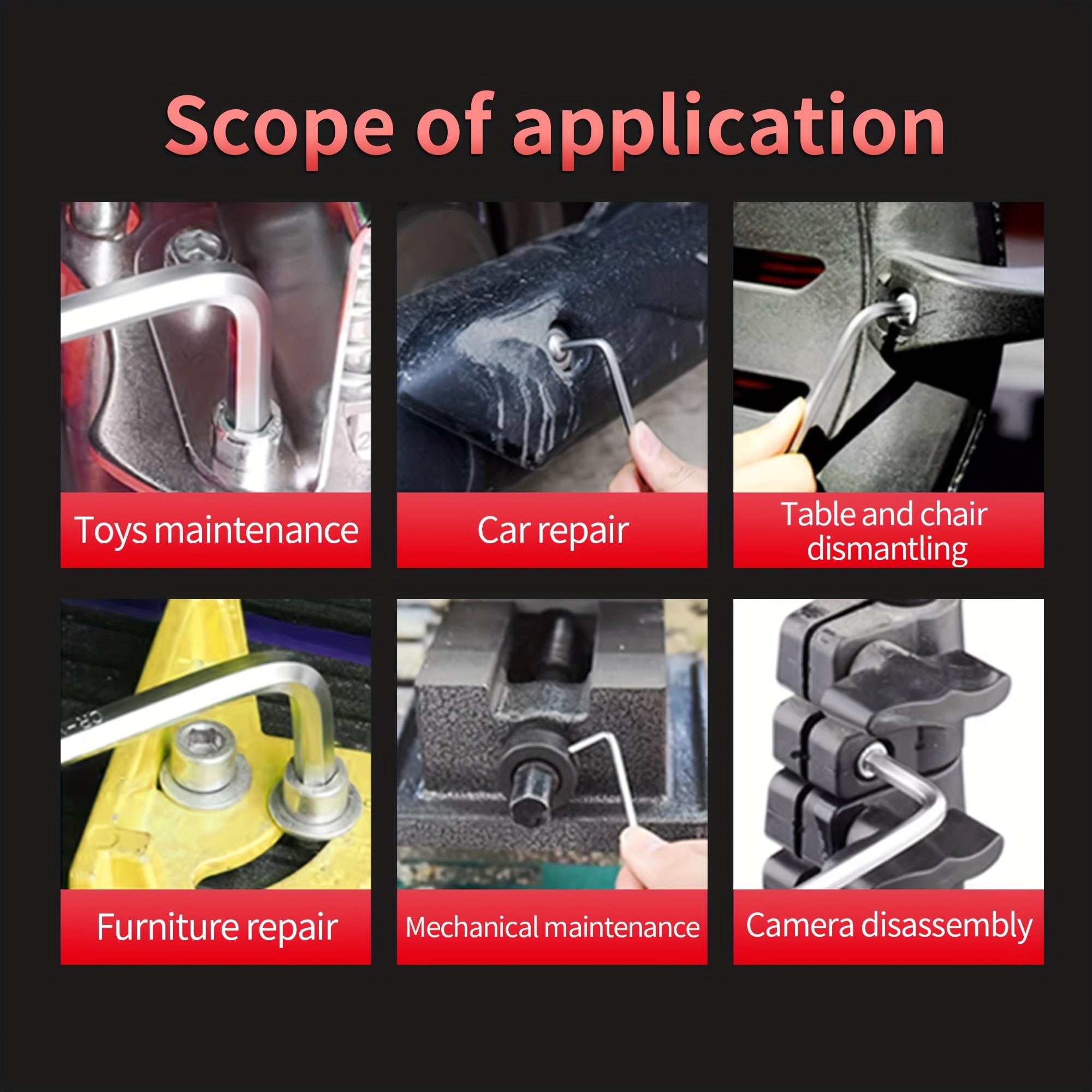 Avtomobil ta'miri va mexanik ishlar uchun qizil yassi olti burchakli kalitlar to'plami