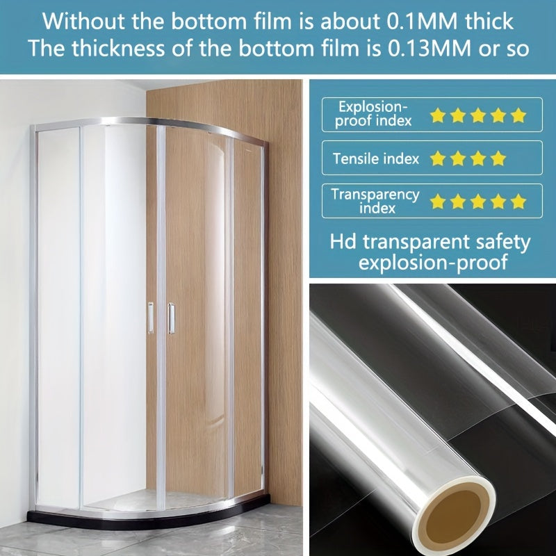 PVC Safety Glass Film 2Mil Explosion-Proof Self-Adhesive for Windows and Shower Doors