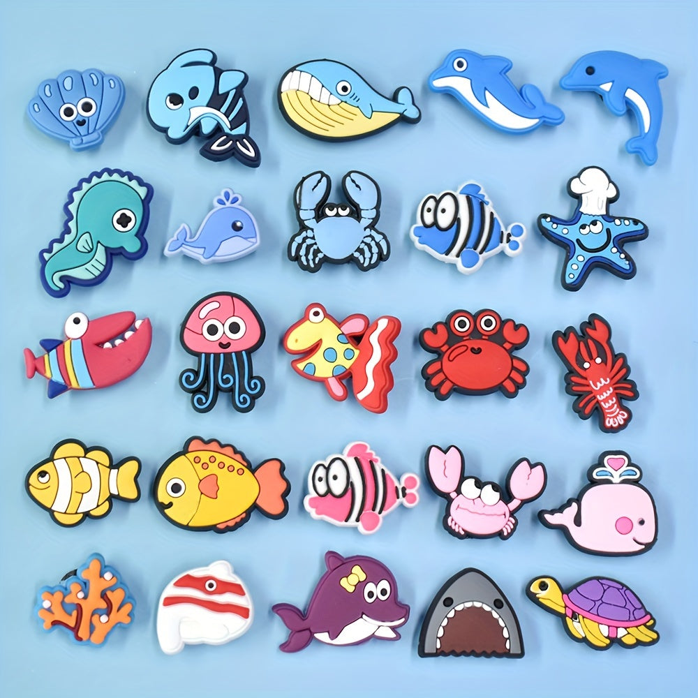 Sea World Animal Shoe Charms Set for Kids Plastic Marine Life Decorations
