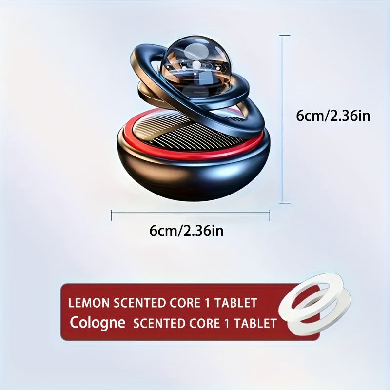 Solar Rotating Car Aroma Ornament with Solid Perfume Tablets for Interior Decoration