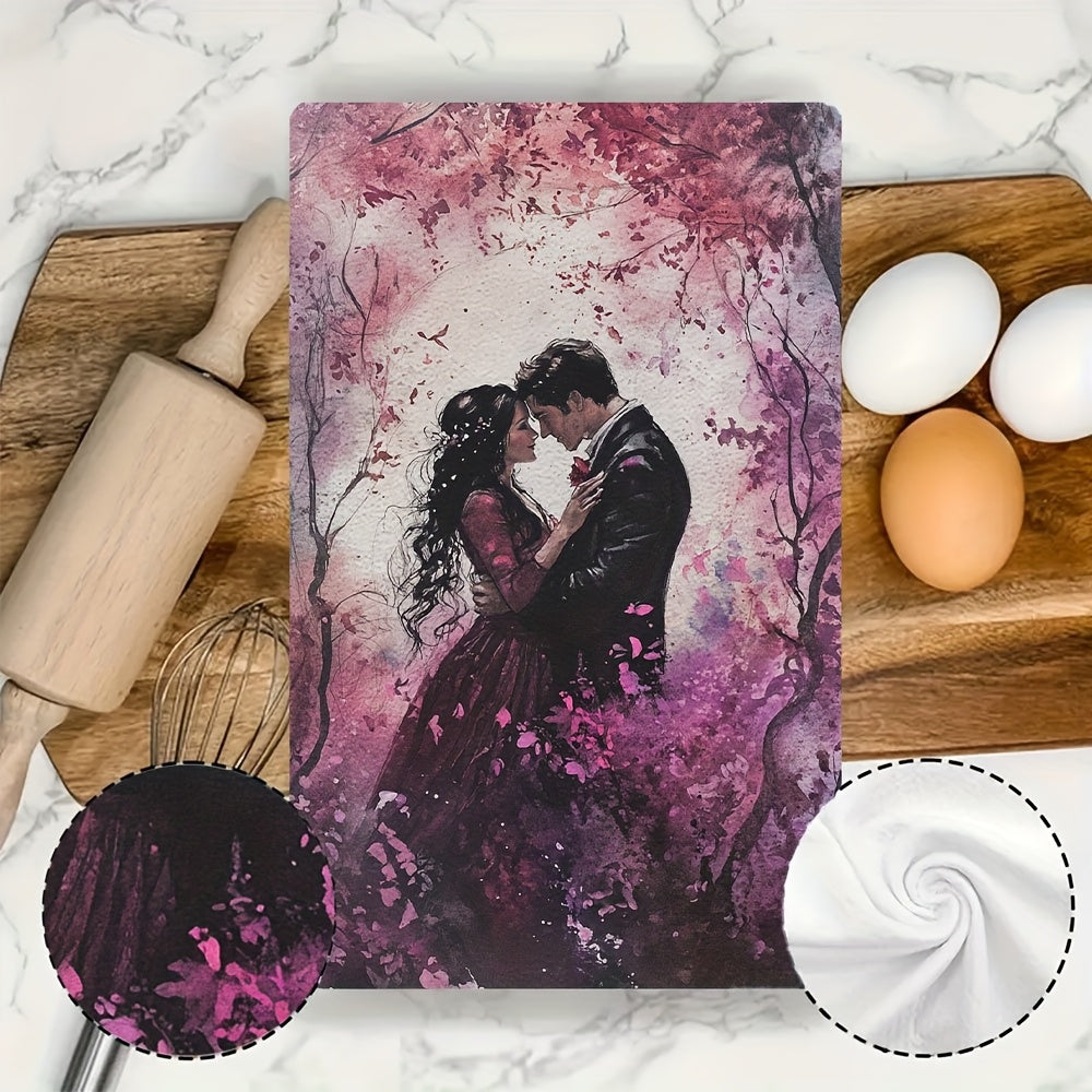 Романтические кухонные полотенца с вишнёвым цветением, 2 шт., ультра мягкие, впитывающие, 40x60 см