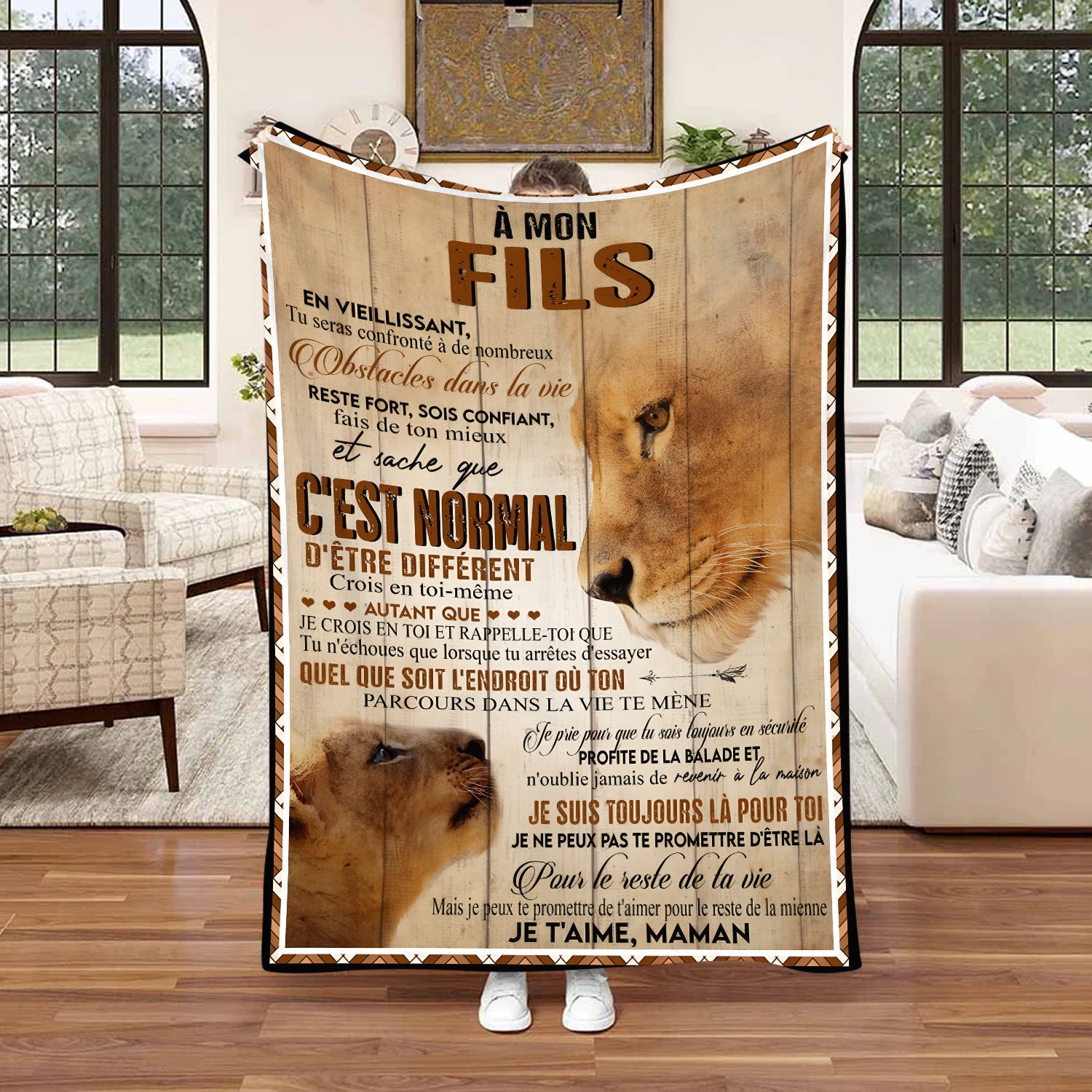 Mother and Son Themed Soft Flannel Blanket Luxurious Snug Knit Throw