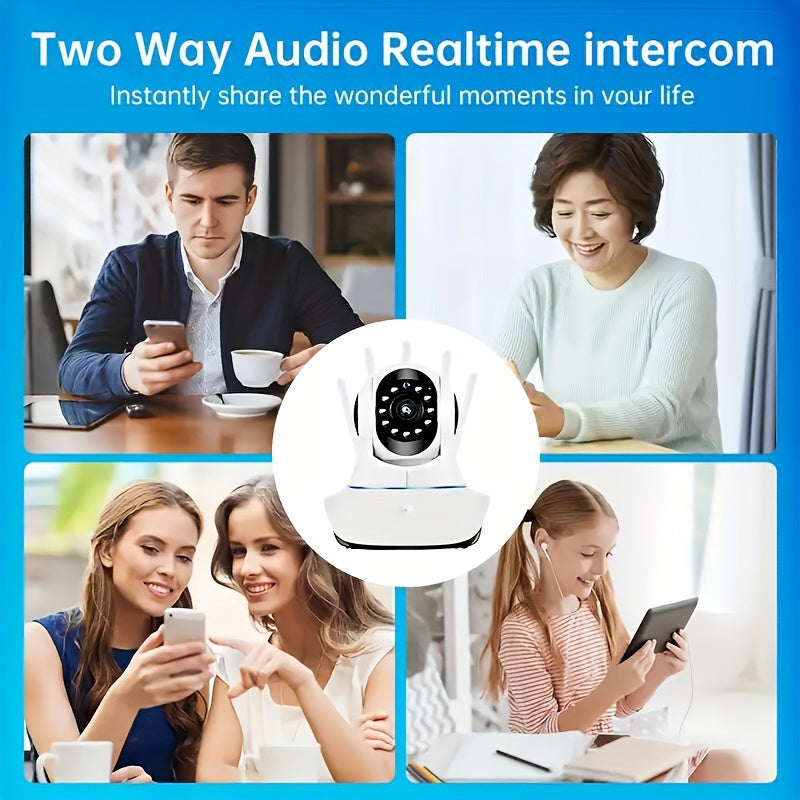 1080P HD WiFi Indoor Security Camera with PTZ Night Vision Two-Way Audio Smart Home System