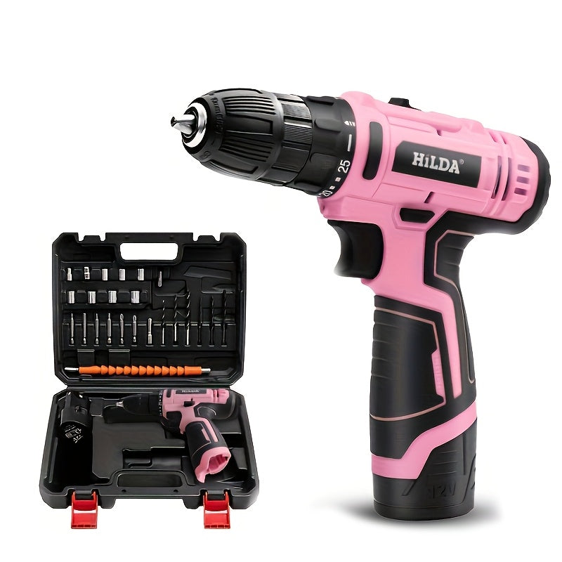 Juego de taladro eléctrico recargable con batería de iones de litio, destornillador inalámbrico, llave y atornillador de impacto