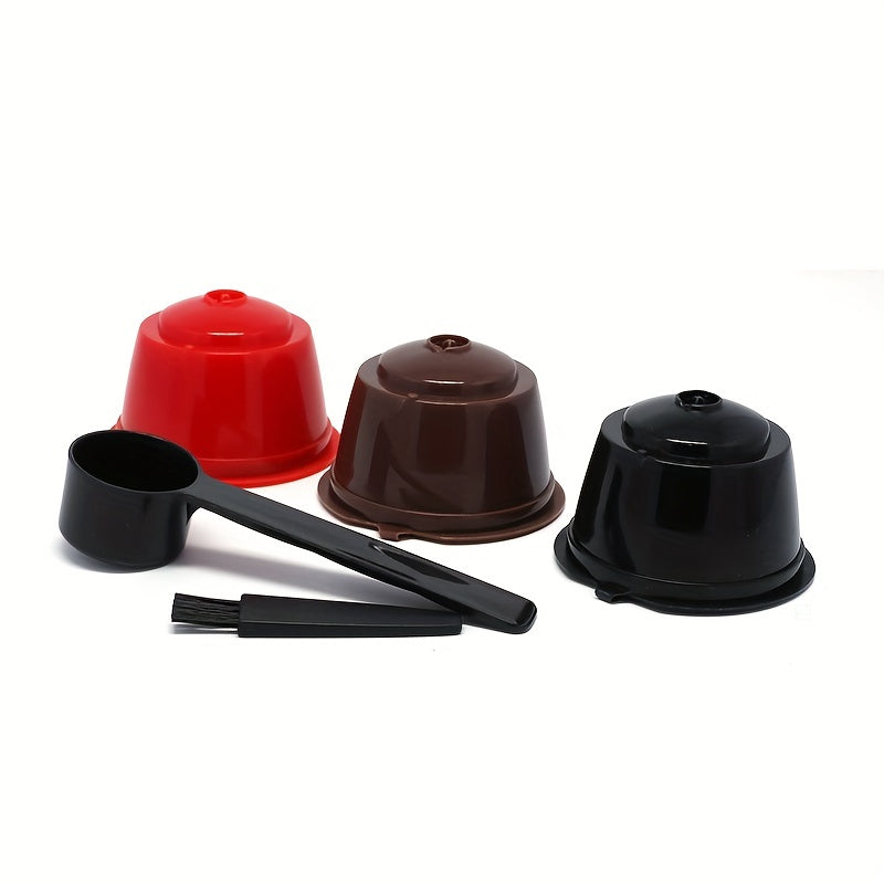 3pcs Reusable Coffee Filter Cups for Dolce Gusto Capsules with Brush and Spoon