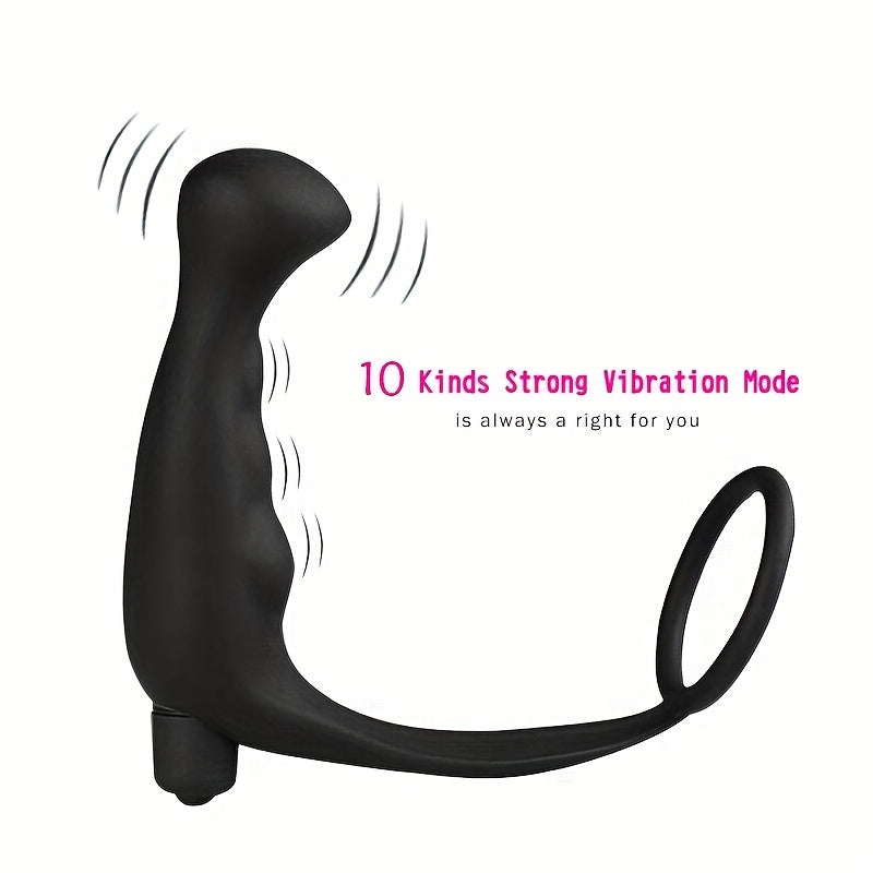 Men Vibrating Prostate Massager with 10 Speeds and Delay Ring