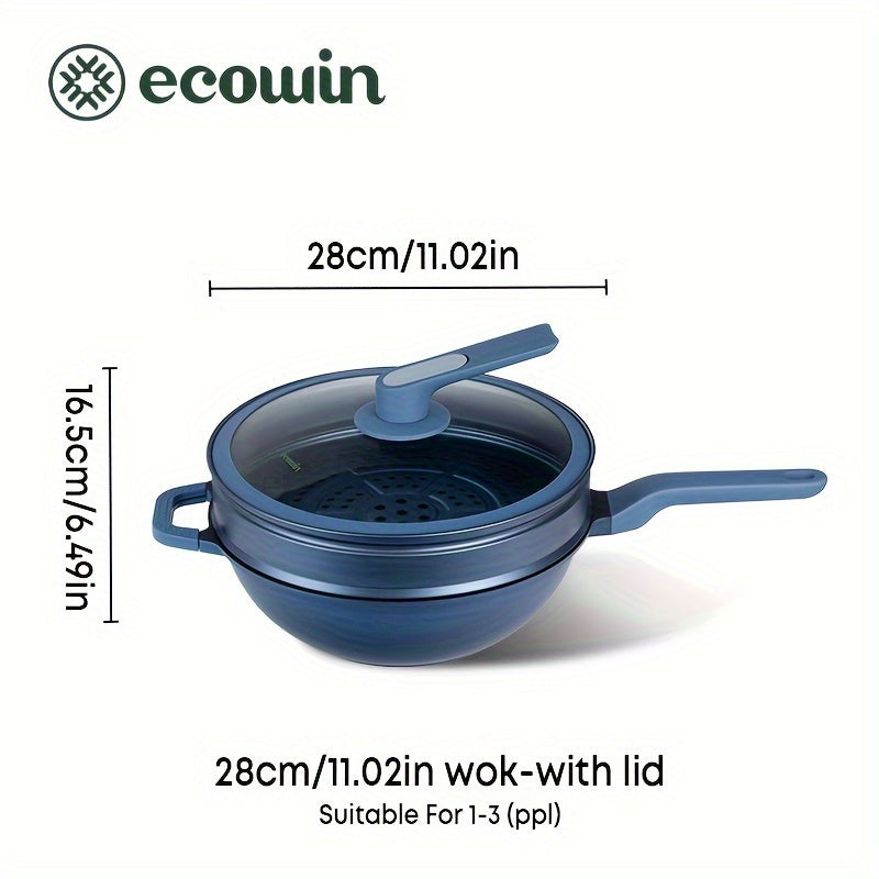 "Ecowin Non-Stick Blue Diamond Coated Wok with Steamer" ni taqdim etamiz - 27.94 sm/32.0 sm katta o'lchamlarida mavjud, bu wok mustahkam, korroziyaga chidamli va barcha plitalar bilan mos keladigan qilib ishlab chiqarilgan. Kuzda pishirish uchun mukammal.