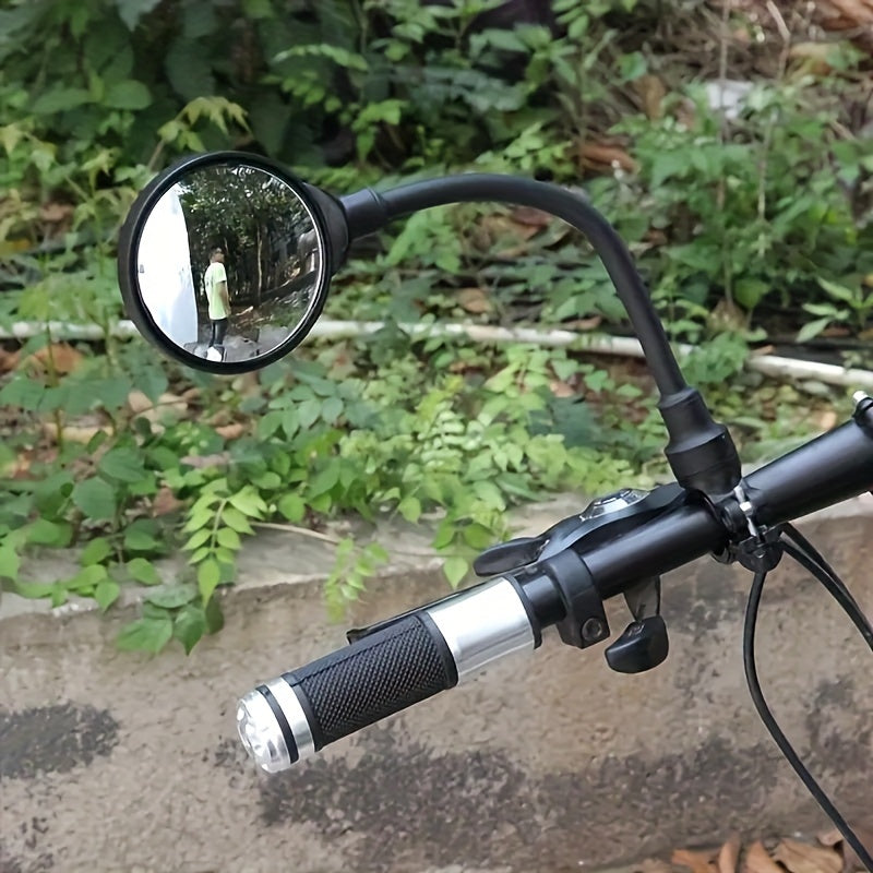 Unisex Stainless Steel Bike Mirror with 360° Flexible Hose Adjustable Side View Cycling Accessory for Ages 14+