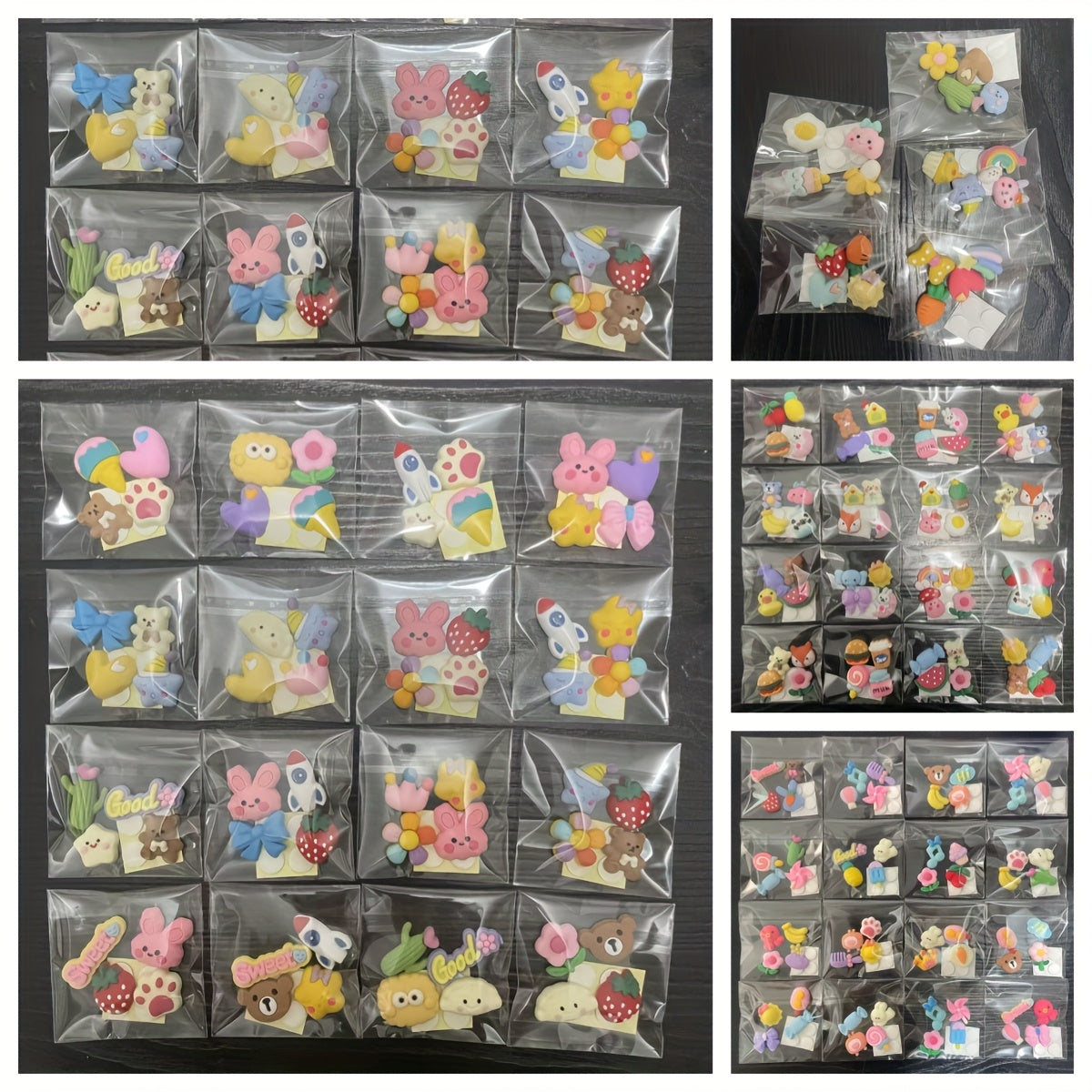 4Pcs Cartoon 3D Water Cup Stickers Resin Glitter Decor for Insulated Cups Phones