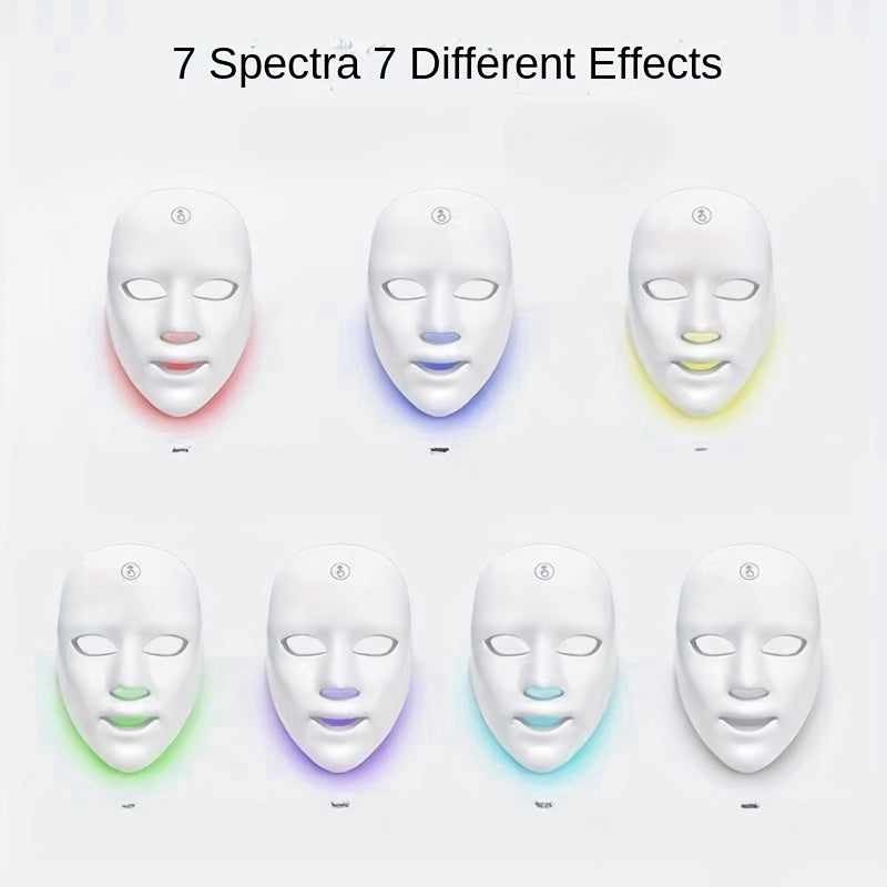 7-Color LED Facial Mask Wireless Rechargeable Skin Rejuvenation Device for Home and Salon