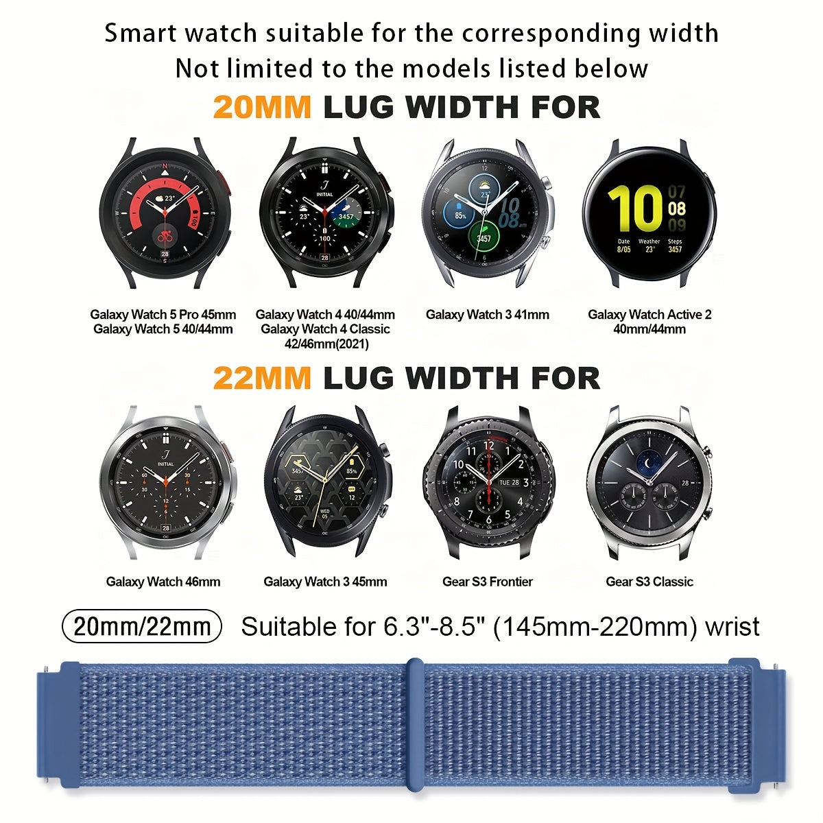 Nylon Watch Band Compatible with 20mm and 22mm Nylon Loop Straps