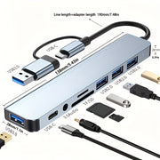 High Speed USB C Hub with 4 USB Ports SD TF Card Reader and 3.5mm Audio Output