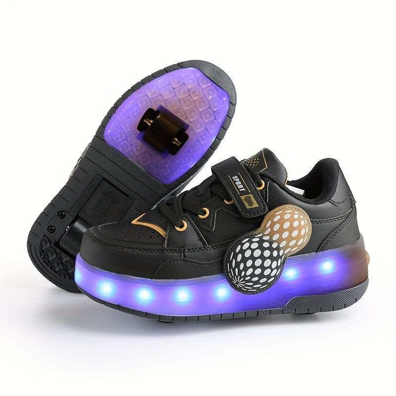 Girls Low-Top Skate Shoes with USB Rechargeable Light Breathable Lightweight Removable Roller Skates for Indoor Outdoor All-Season