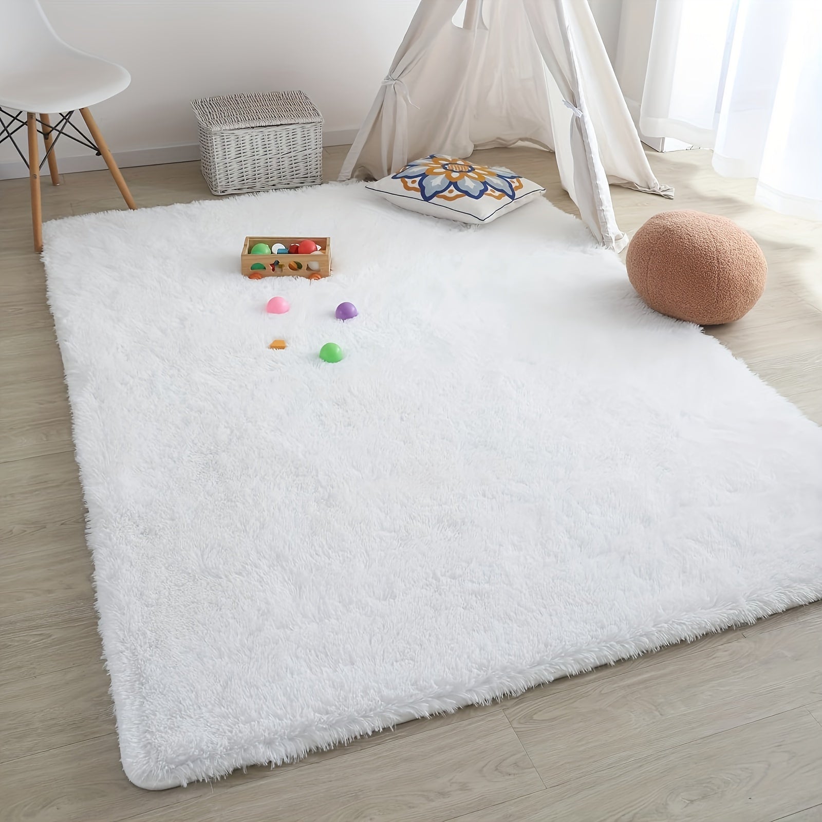 Alfombra de área shaggy gris claro de 160cm x 80cm, lavable a máquina, poliéster para dormitorio y sala de estar