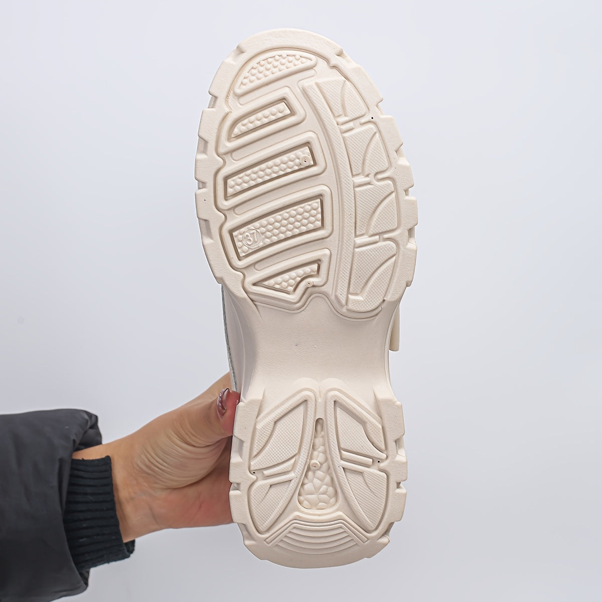 Women Chunky Sneakers Lightweight Breathable Casual Shoes White Low Top