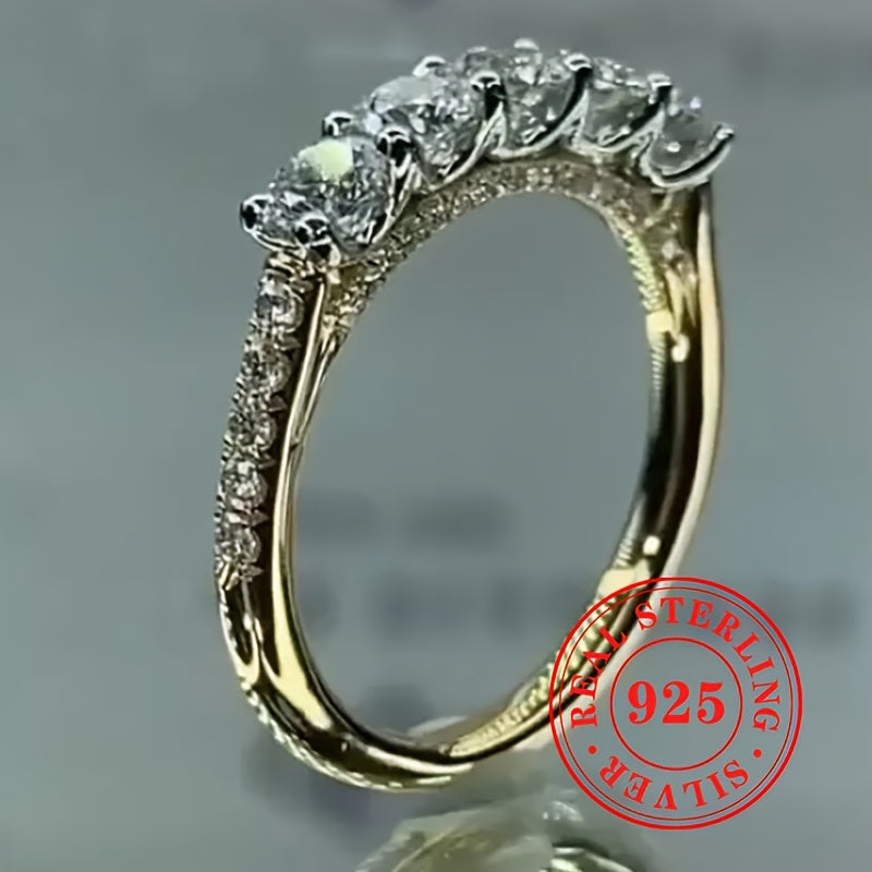 Minimalistik va Murakkab Kundalik Taqiladigan Zargarlik: 925 Sterling Silver Nafis 5-To‘shli Zirconia Ikki Rangli Abadiy Halqa, Aprel Tug‘ilgan Kuni To‘g‘risidagi To‘g‘ri va Yubiley Sovg‘alari Uchun Ideal