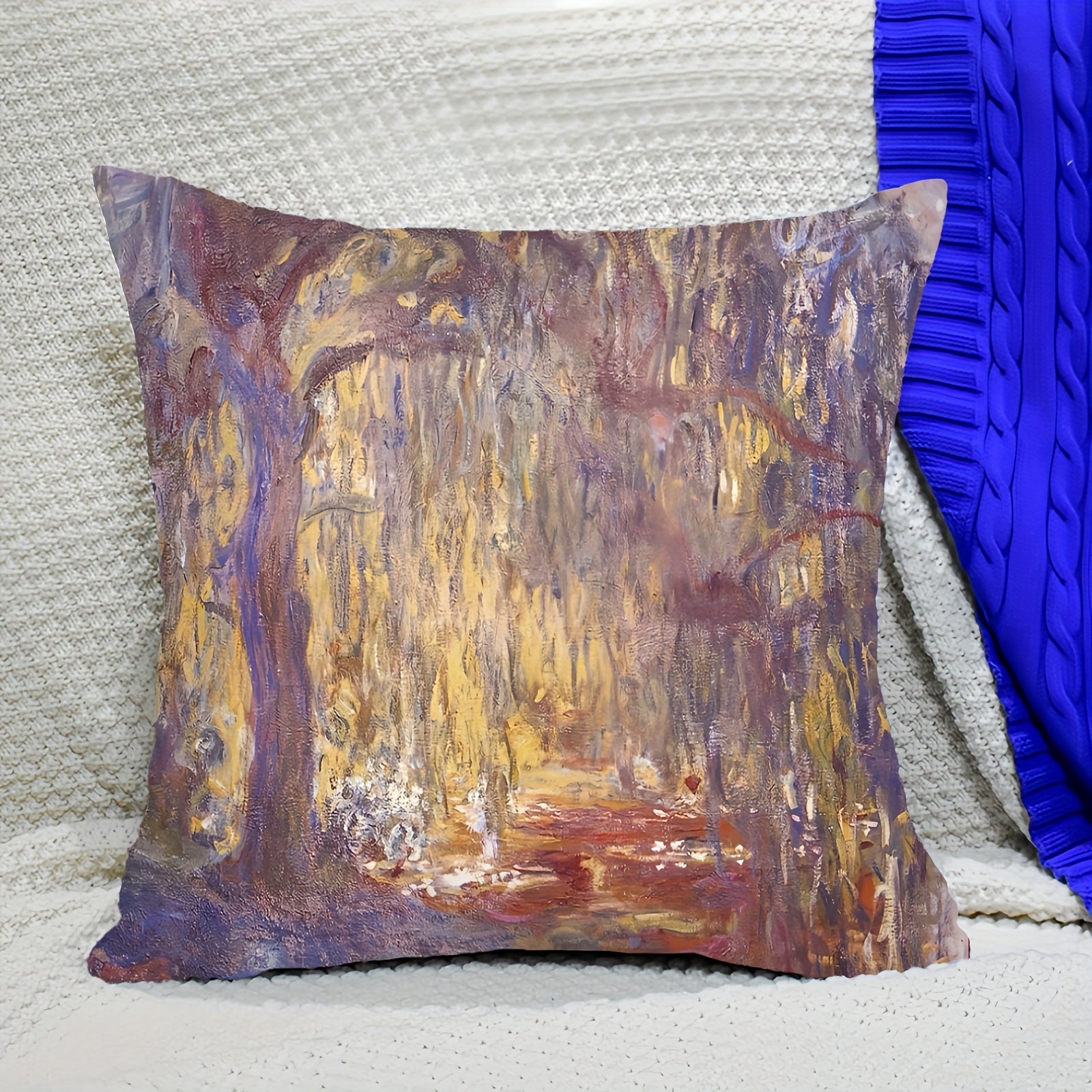 Reversible Throw Pillow Cover 45.72cm Vibrant Oil Painting Design Machine Washable