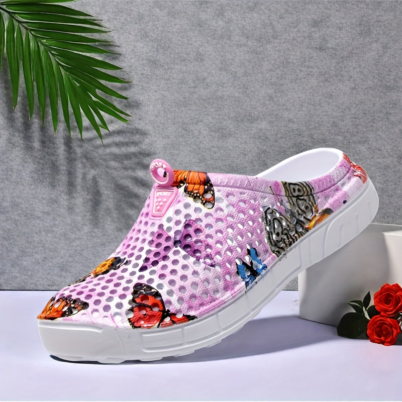 Women’s Butterfly Print Slip-On Sneakers Lightweight EVA Casual Shoes All-Season